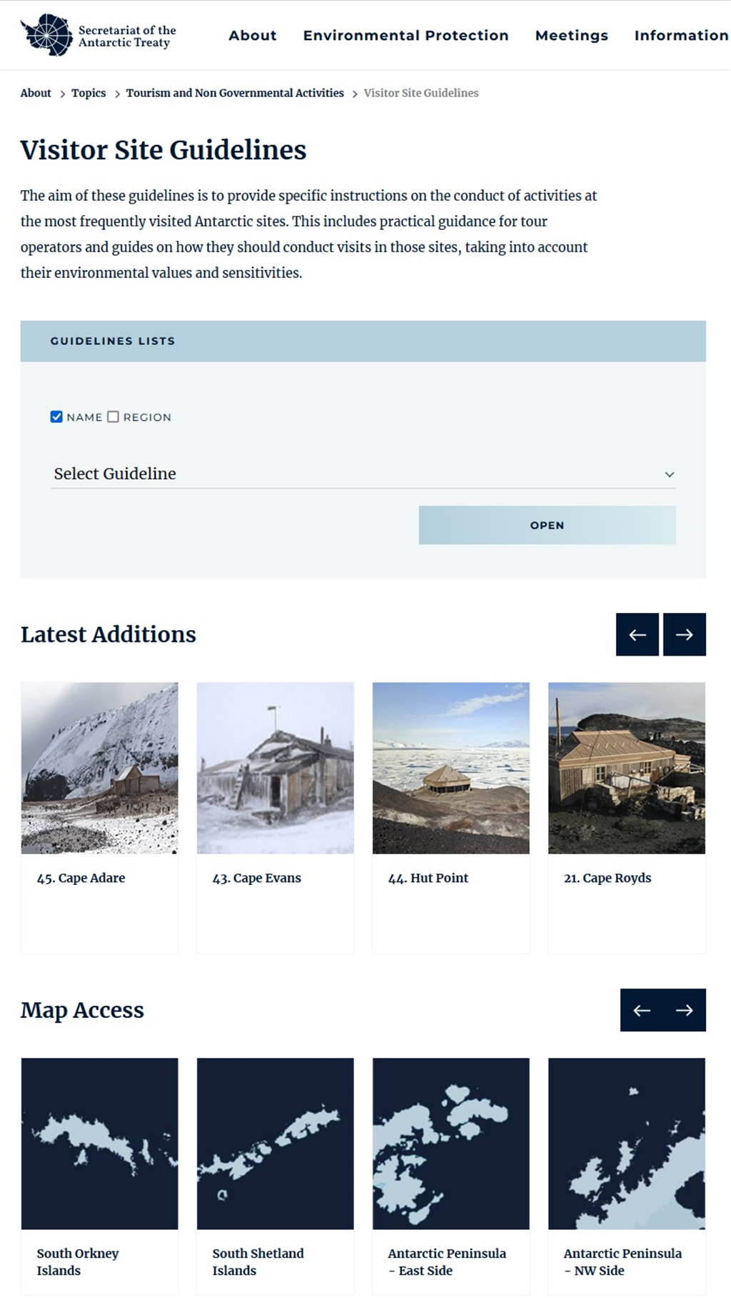 Visitor site guidelines webpage on the ATS website Map of visits to ...